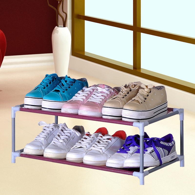 Estante de zapatos simple tubo de acero multicapa ensamblado armario de zapatos a prueba de polvo dormitorio de estudiantes armario de almacenamiento doméstico armario de zapatos económico estante de zapatos