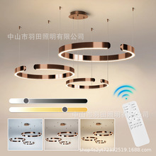 新款时尚温柔型指环弧光吊灯设计师个性轻奢玫瑰金餐厅灯样版房灯
