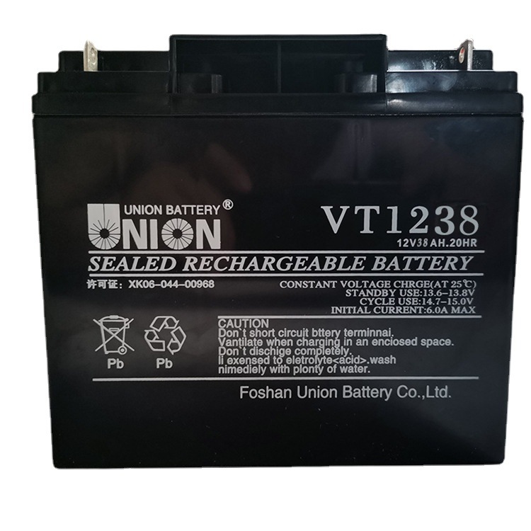 Union友联蓄电池12V38ah配电柜直流屏电池VT1238 电力机房UPS电源