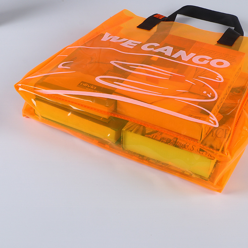 Bolsas de mano de plástico PVC, bolsas de regalo personalizadas de PTU, bolsas transparentes para ropa, bolsas de compras, suministro al por mayor personalizado