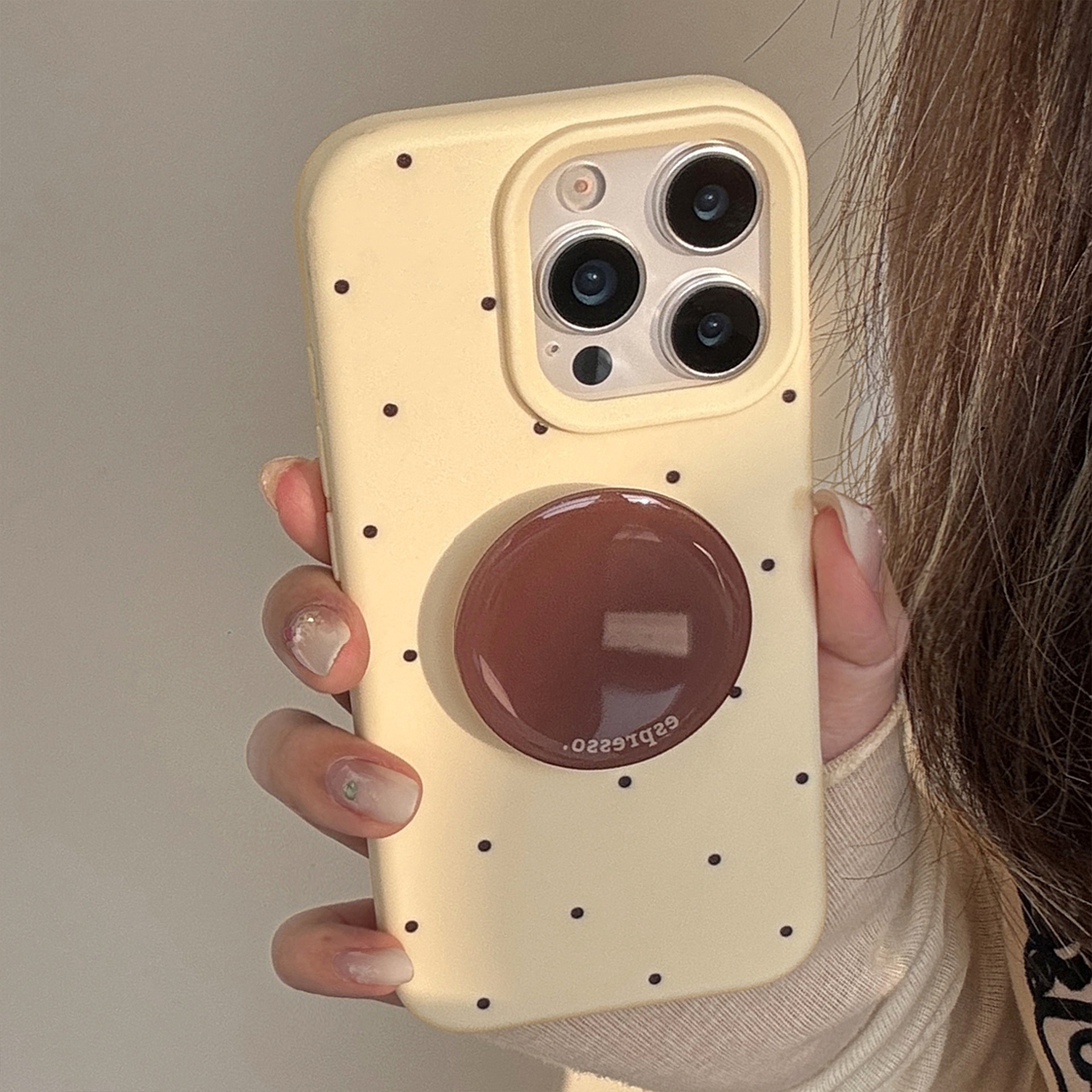 Cream Winds Retro Wave Point iPhone16 Teléfono móvil Apple 17 Carry Stand 15 Pro Max Aplicable 13