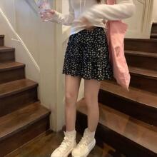 碎花复古半身裙蛋糕2025夏高腰小个子黑色蓬蓬短裙女文艺复古风
