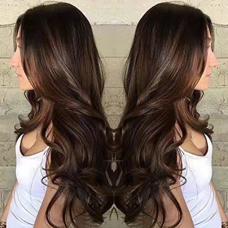 Frente de encaje gran ola peluca femenina Amazon nueva europea y americana peluca femenina Mediados de longitud larga Pelo Rizado fibra química Xuchang cabeza cubierta