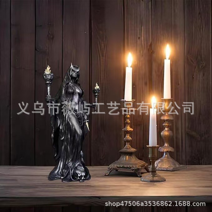 2025新款Cracker Barrel Witch 女巫雕像万圣节树脂摆件家居装饰|undefined