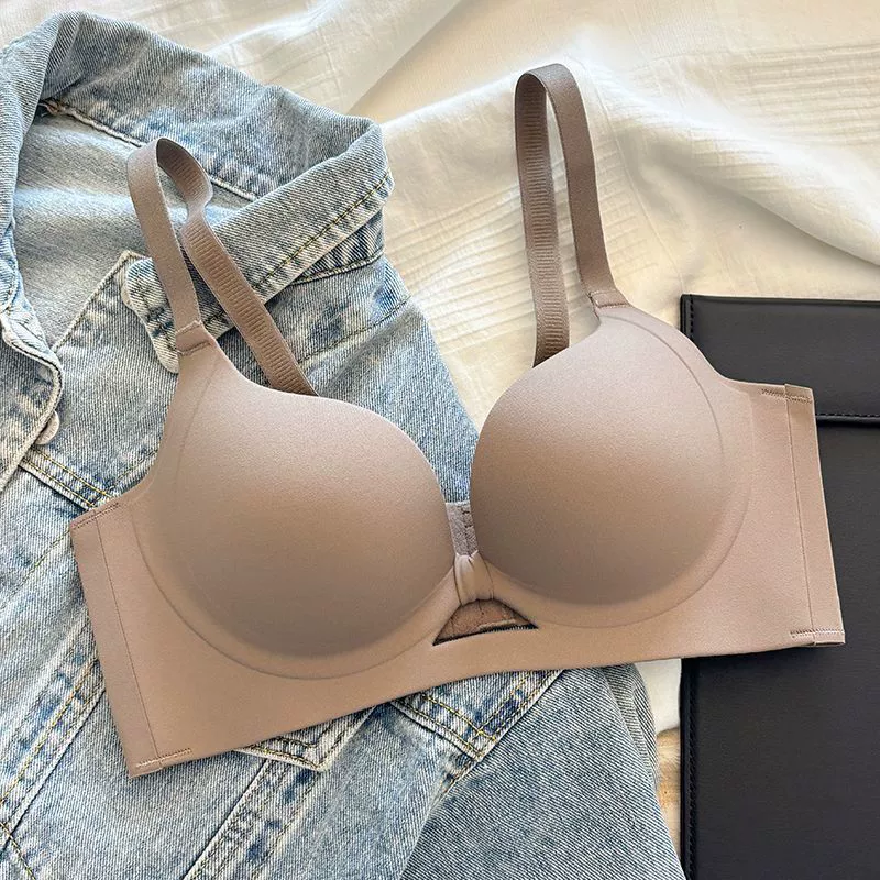 Breathable supporting underwear, burgundy wireless bra, plus size