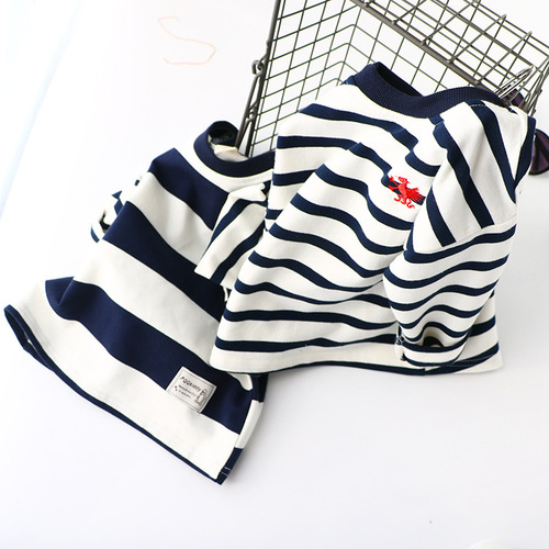 Children's T-shirt boys' clothing 2021 spring and autumn long-sleeved T-shirt girls striped medium and large children's round neck bottoming shirt trendy