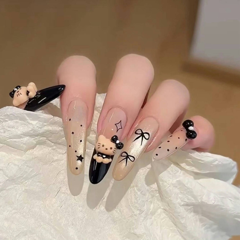 新款儿童穿戴甲卡通可爱小女孩美乐蒂学生美甲女童礼物可拆卸|undefined