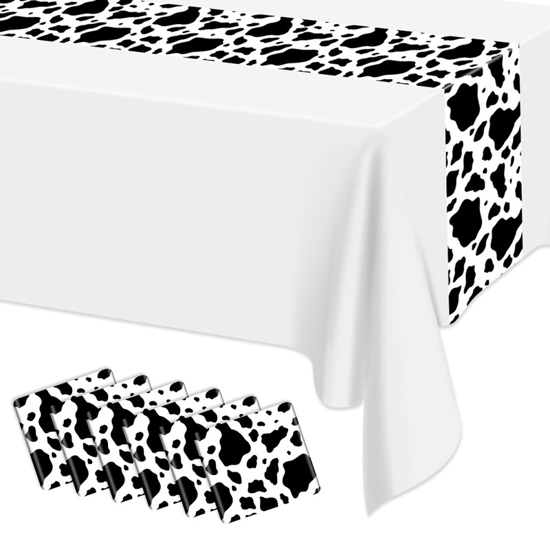 Cross-Border Rural Western Style Black and White Cow Print Waterproof Tablecloth Digital Printing Creative Gift Removable and Washable Manufacturer Cross-Border Rural Western Style Black and White Cow Print Waterproof Tablecloth Digital Printing Creative Gift Removable and Washable Manufacturer
