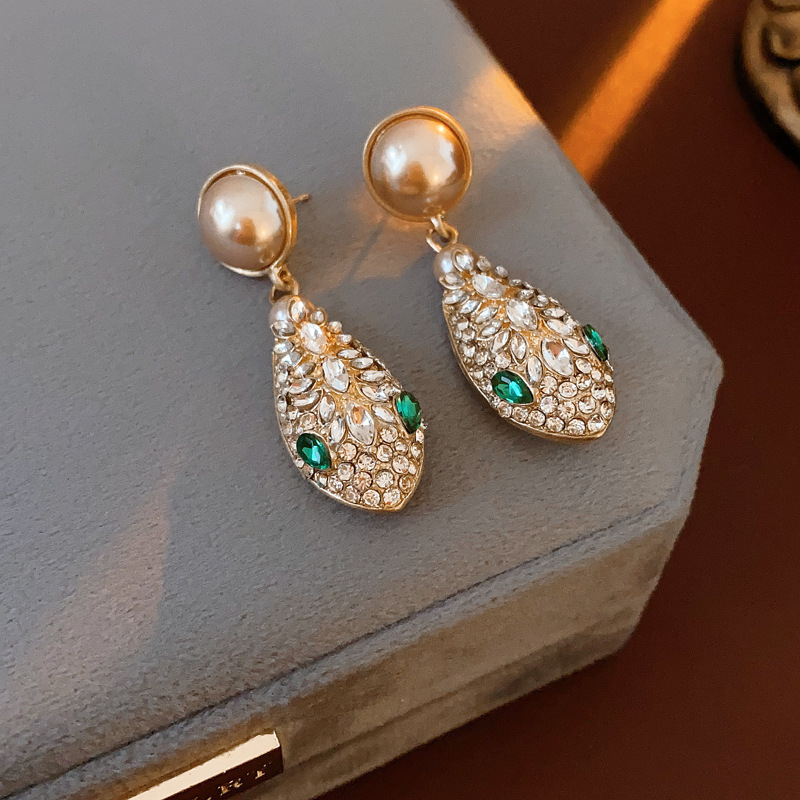 Medieval vintage serpiente conjunto de aguja de plata diamantes pendientes de perlas temperamento ligero lujoso de alta calidad pendientes retro para mujeres image 7