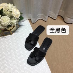 外贸H拖鞋2025高版本精包装平底拖鞋女士外穿一字拖厂家批沙滩拖