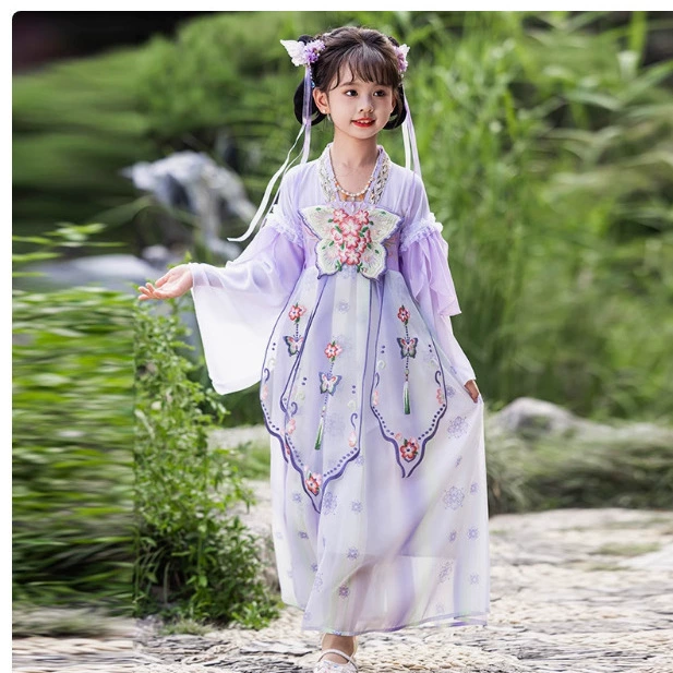 2025 супер сказочные платья для девочек 2025 новый весенний и осенний старинный стиль костюм для девочек в китайском стиле