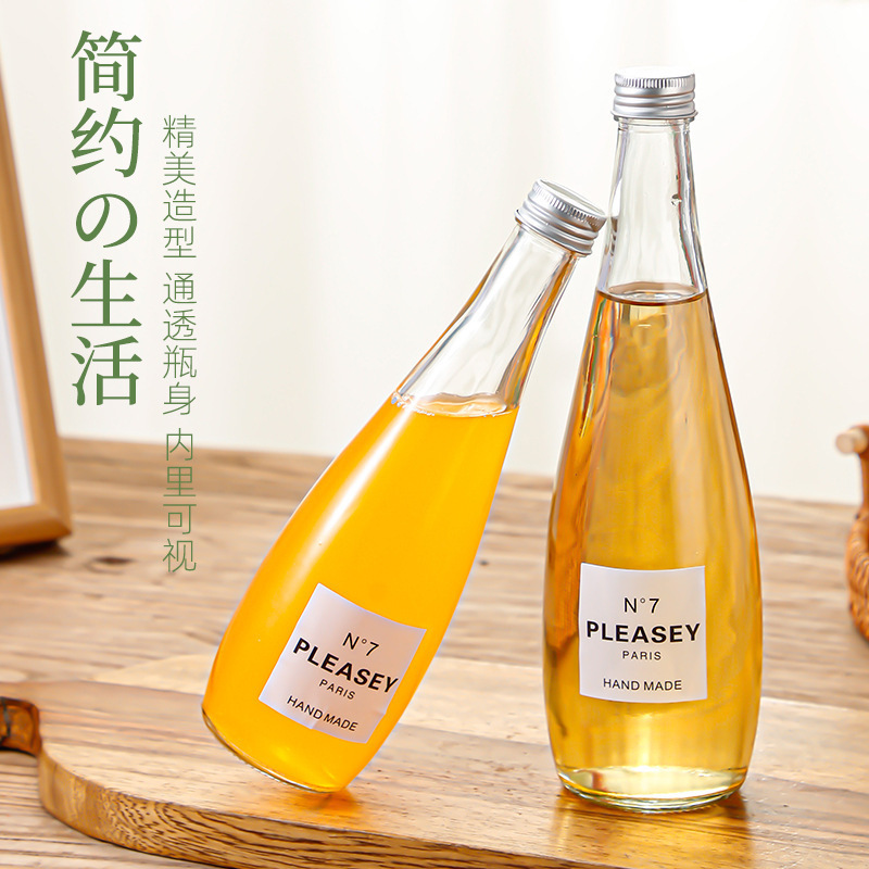 330ml Transparent Glass Beverage Juice Bottle, Sealed Thickened Mineral Water Bottle, Cold Brew Coffee Refillable Bottle, Empty Bottle