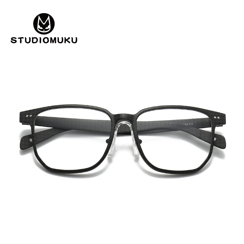 STUDIOMUKU madera fresca gafas nacionales fibra de carbono gafas lisas marco ligero marco negro marco cuadrado
