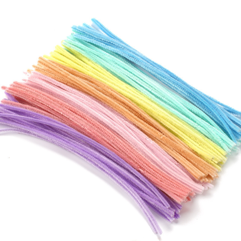 Criptografado barra de torsión jardín de infantes creativo padres-hijos hechos a mano macarón color raíz de lana peluche paquete de material de ramo