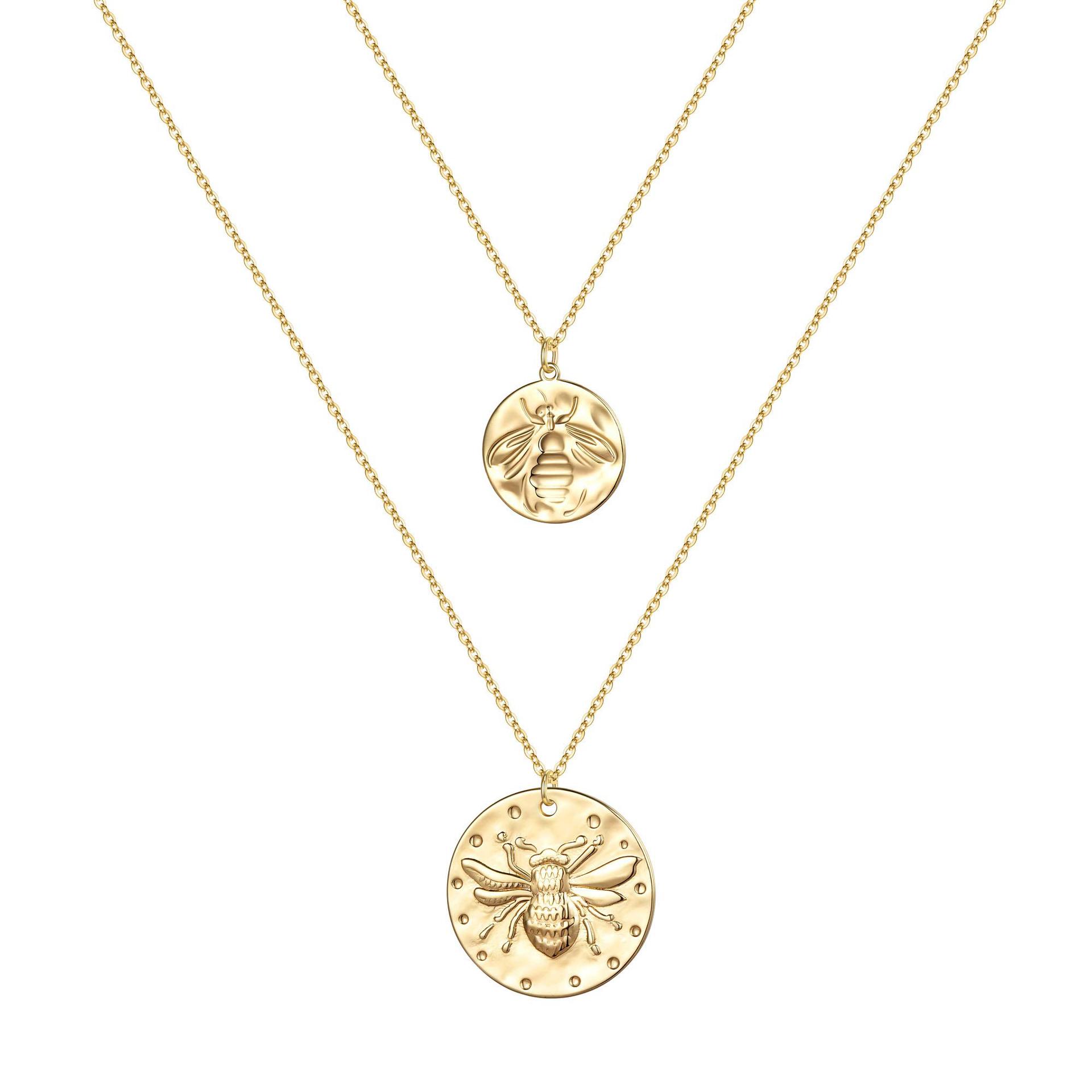 Minimalistisches Bienen-halsketten-set Mit Geometrischem Muster_voghion.com