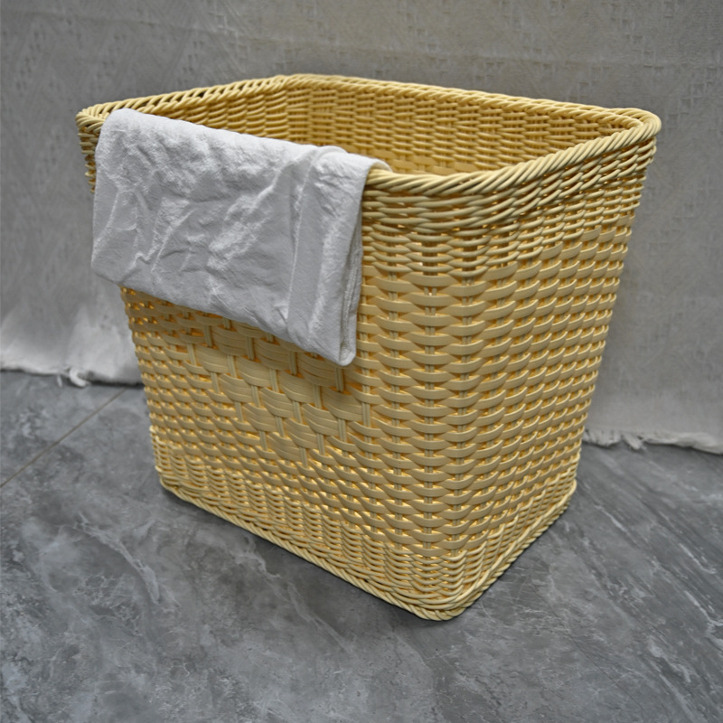 Hotel Club Dirty Clothes Basket Imitation Rattan Large-Capacity Woven Laundry Basket Clothing Storage Bucket Bath Towel Storage Basket