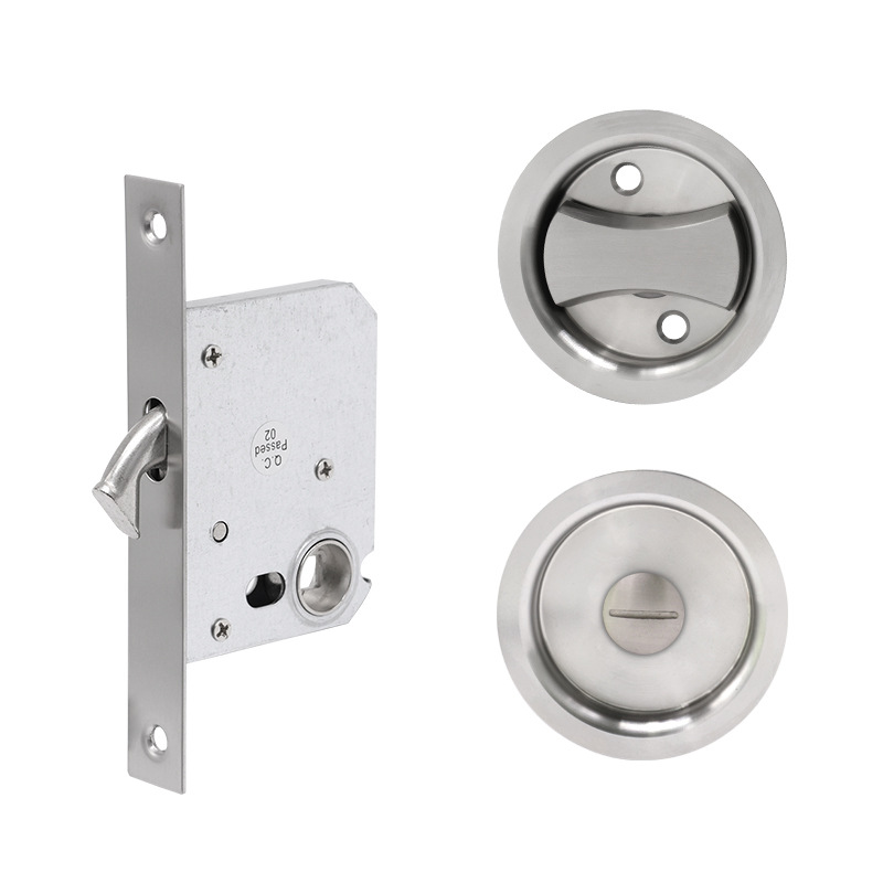 Cerradura de puerta de empuje de acero inoxidable personalizada cerradura de puerta invisible redonda perilla oculta cerradura de puerta corredera canal integrado cerradura de puerta oscura