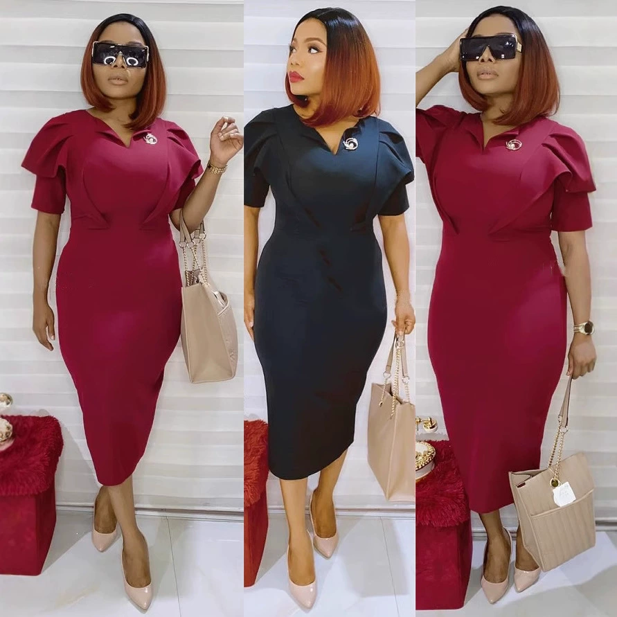 2022 Новое Amazon Европа, Америка и Африка больших размеров однотонное темпераментное пригородное Бедро тонкое платье JX047S