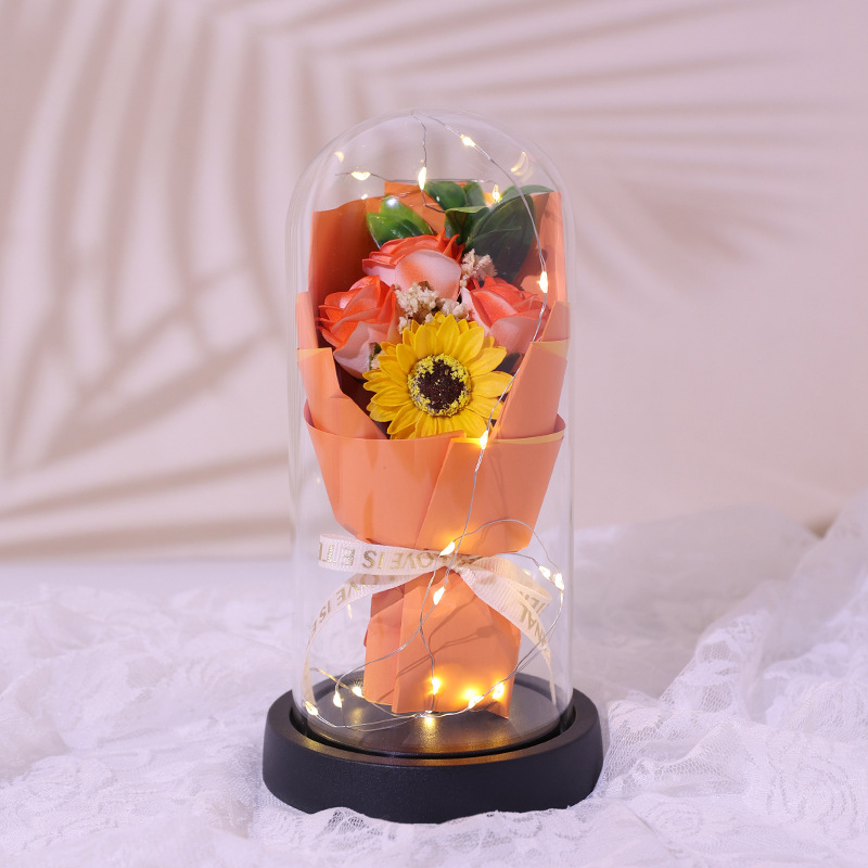 520 regalo de San Valentín copa de vidrio eterno flores secas rosas jabón flores para amigos y esposas adornos exquisitos