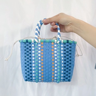 Weave Fashion Element Women's Straw Plaid Streetwear Weave Square String Shoulder Bag