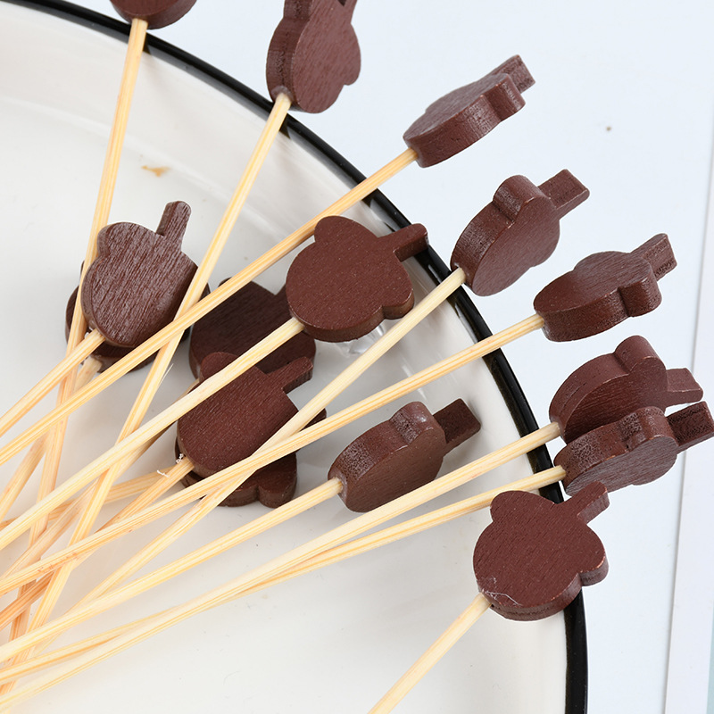 Hazelnut bambú horquilla de frutas al por mayor calabaza de azúcar hebra hebra tijeras hebra de anillo hebra de flores hebra hebra de cuentas de sushi