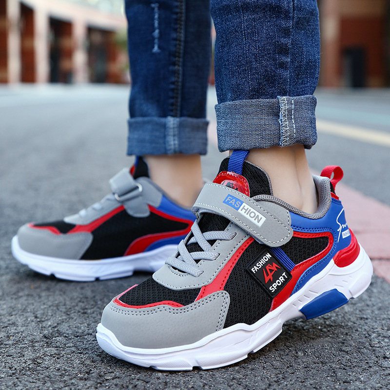 Zapatos de movimiento remoto para niños, zapatos de correr de otoño y invierno, zapatos deportivos de cuero impermeables, zapatos casuales ligeros para niños, niños mayores