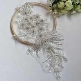 白色钉珠立体花DIY婚纱时装花边辅料车骨蕾丝3d布贴花朵DIY辅料