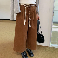 苏奈 韩版休闲百搭高腰显瘦直筒阔腿裤秋宽松休闲八分裤tableblue