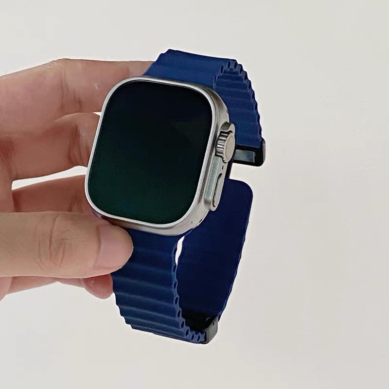 Para AppleWatch10 Apple correa de reloj iwatch987 generación Ultra correa magnética de silicona marina