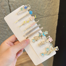 韩版清新甜美新款花朵发夹一字夹碎发侧边夹少女刘海珍珠水钻发卡