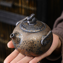 铁锈釉茶壶泡茶家用陶瓷功夫茶具单壶日式复古粗陶小号过滤手抓壶