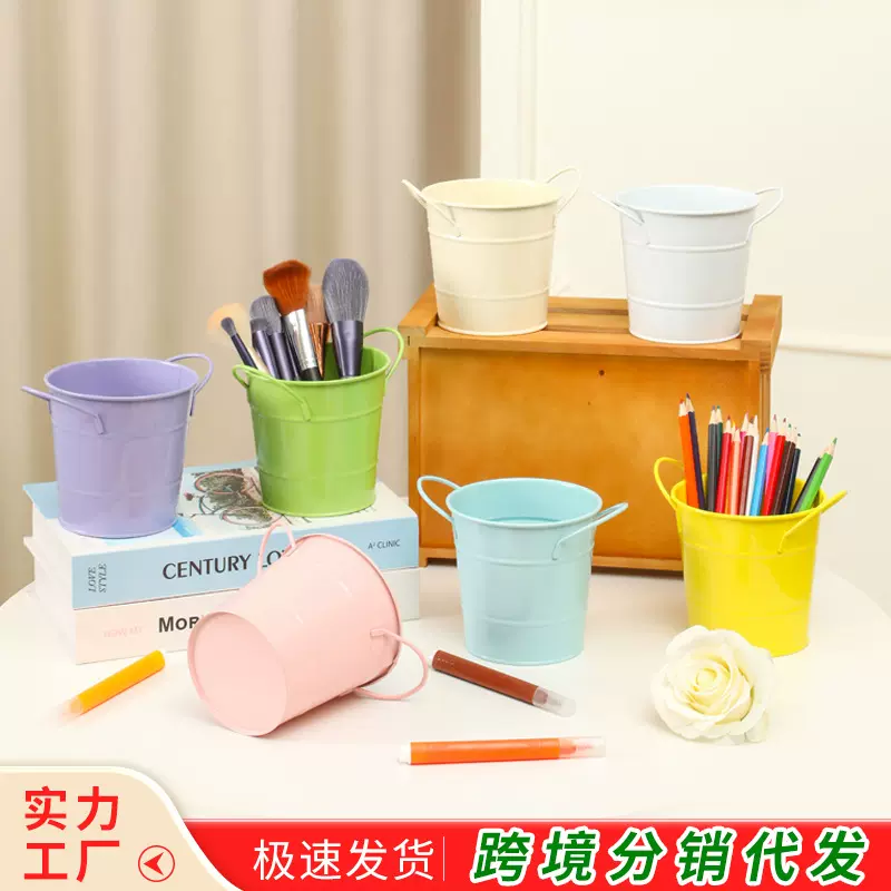 外贸铁桶薯条桶炸鸡桶爆米花铁艺笔筒学生文具收纳桶办公创意笔筒