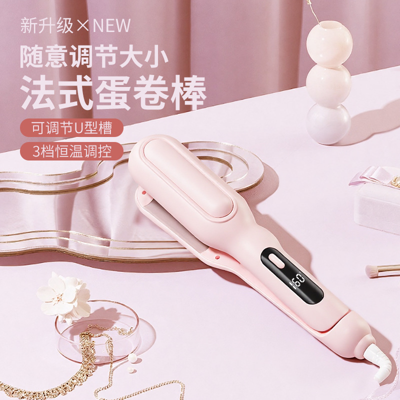 Cross-Border Multifunctional French Egg Roll Curling Iron with Adjustable Size Egg Roll Water Ripple Big Wave Perm Artifact