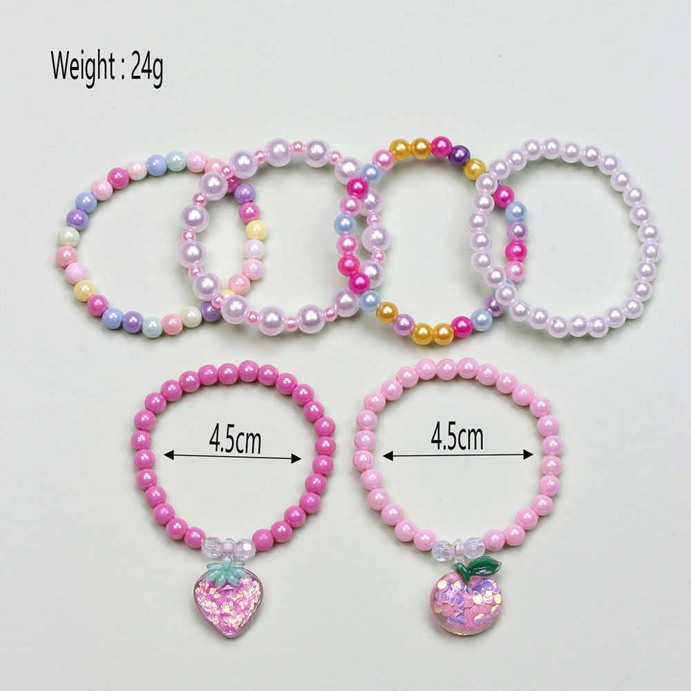 Cute Unicorn Cat Strawberry Plastic Beaded Bracelets 6 Pieces
