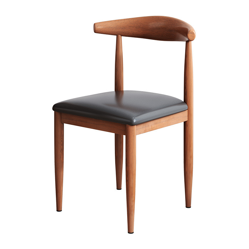 Silla de comedor, silla de lujo ligera para el hogar, silla de escritorio y silla minimalista nórdico, silla de comedor moderna, silla de cuerno de hierro forjado de imitación de madera maciza