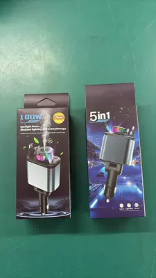 Car fast charger with starry sky light, ambient light, aromatherapy diffuser, Bluetooth MP3 player, retractable data cable (Car mp3) - black-5-in-1-dual-fast-charger