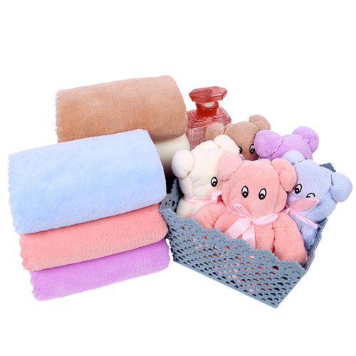 Manufacturer wholesale bear towel companion gift wedding shop cute shape return gift creative coral velvet towel