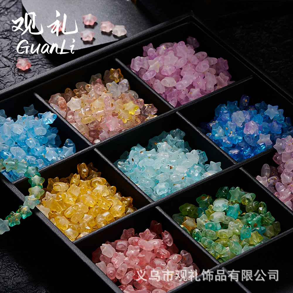 Foil de oro esmerilado estrella de pentaco de forma especial pulsera acrílica diy accesorios de cadena de cuentas de teléfono móvil cuentas sueltas