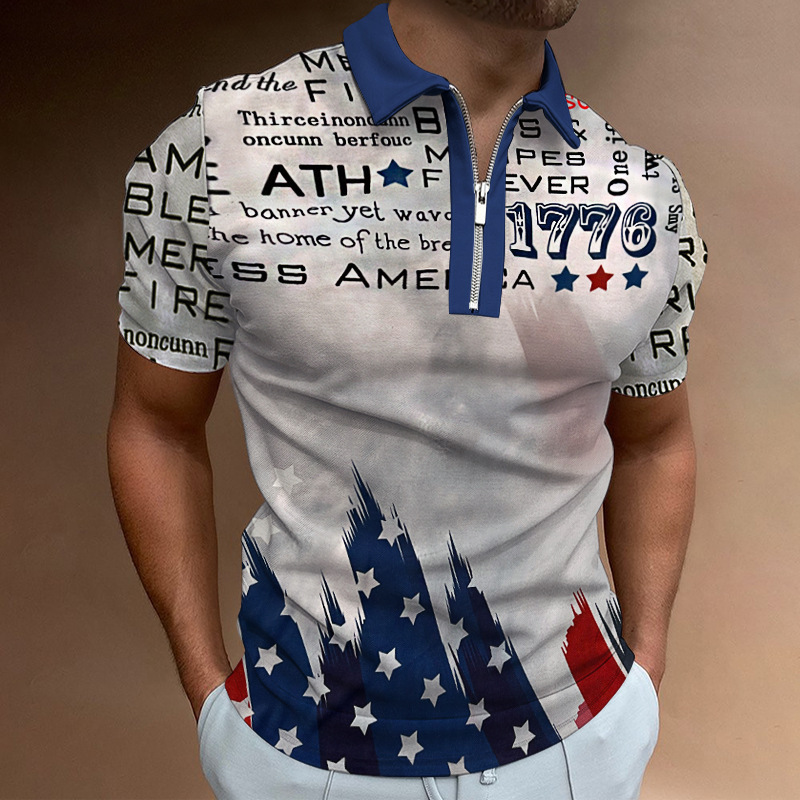 Camiseta Polo Casual de Manga Corta con Cuello Polo, Estilo Europeo y Americano, a Rayas Caqui, en Existencia, Popular en Europa y América