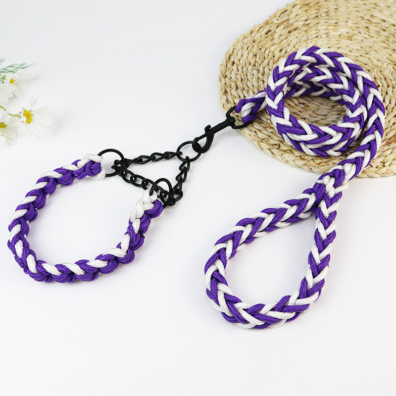 Correa para perro grande tejida a mano de 8 hebras de nylon, tipo cadena P – reflectante, para pasear.