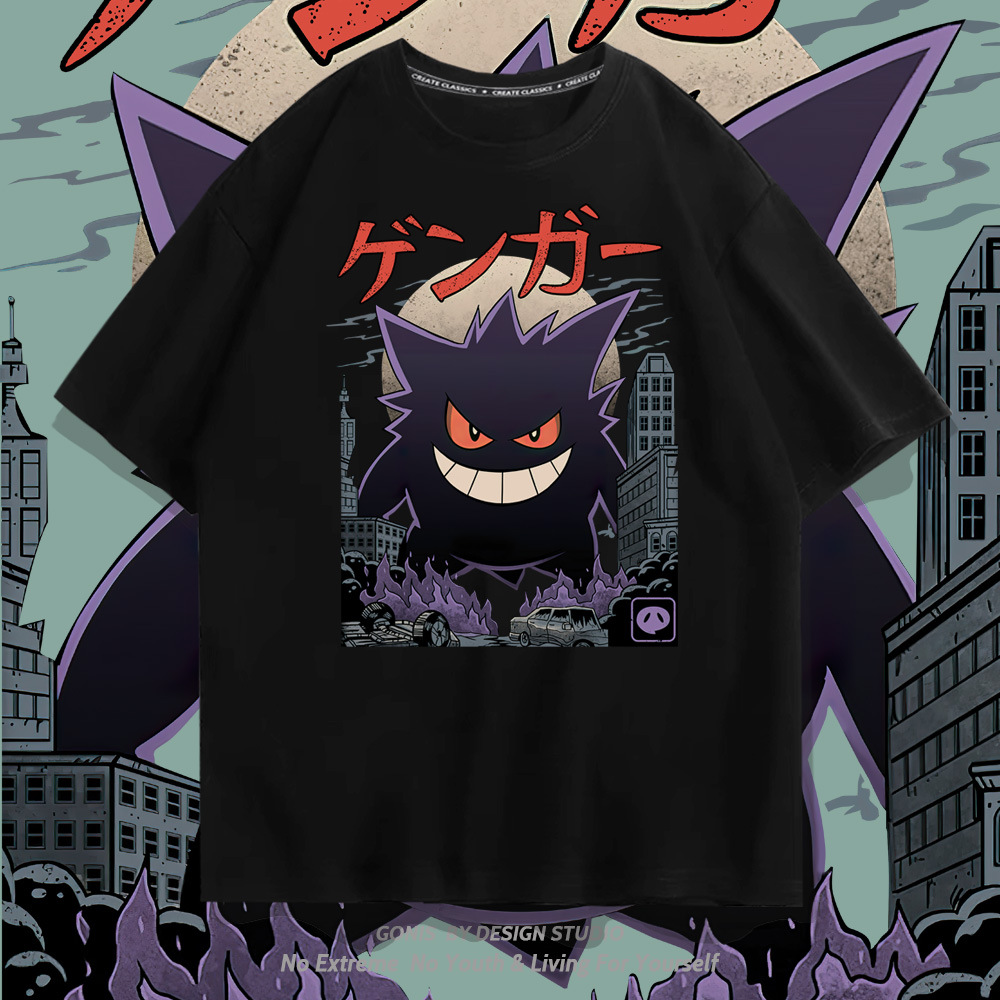 Y神奇宝贝T恤黑鬼宝贝动漫短袖男夏季潮牌纯棉T恤ins潮流百搭体恤