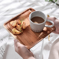 Japanese square wooden tray ins style breakfast tray snack fruit dried fruit tray acacia wood afternoon tea dessert tray