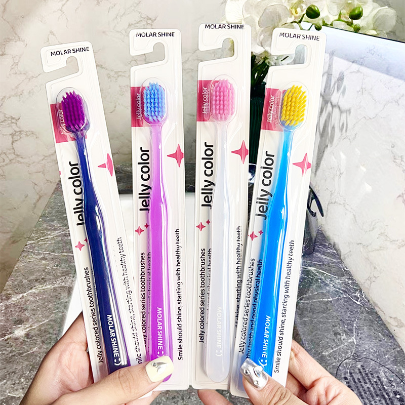 Colorful Jelly Color Soft Hair Toothbrush Girl Adult Household Wide Head Couple High-end Portable Independent Department Store Supermarket