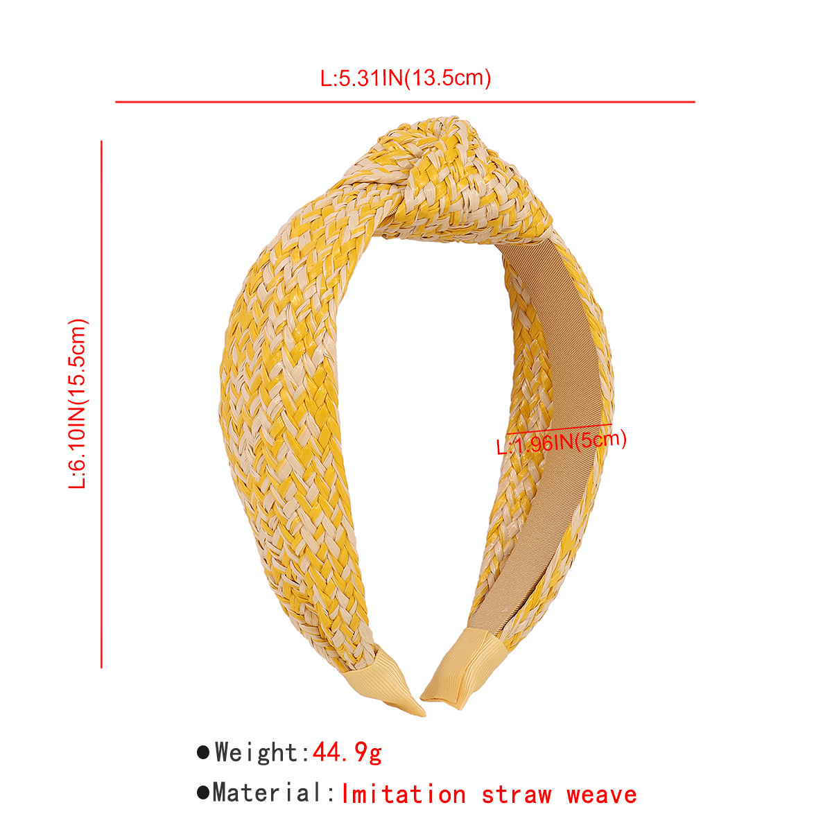 Fashion Simple Knot Raffia Woven Female Contrast Color Wide-brimmed Geometric Headband display picture 1