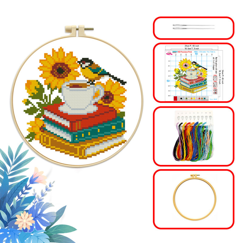 Nuevo paquete de materiales de bordado cruzado libros globos de calor flores decoración de sala de estar DIY fábrica al por mayor image 6