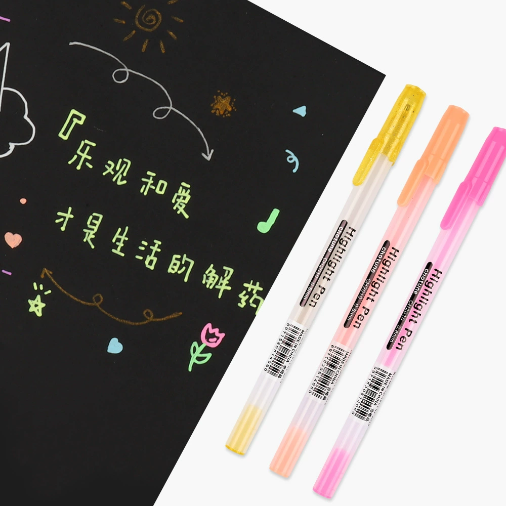White highlighter, art liner, rollerball pen, scheduler