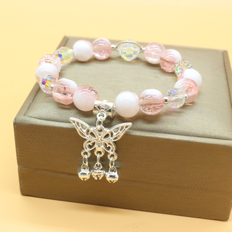새로운 Guofeng 우유 커버 팝콘 나비 팔찌 틈새 디자인에서 모리 스위트 컬러 구슬 학생 쥬얼리