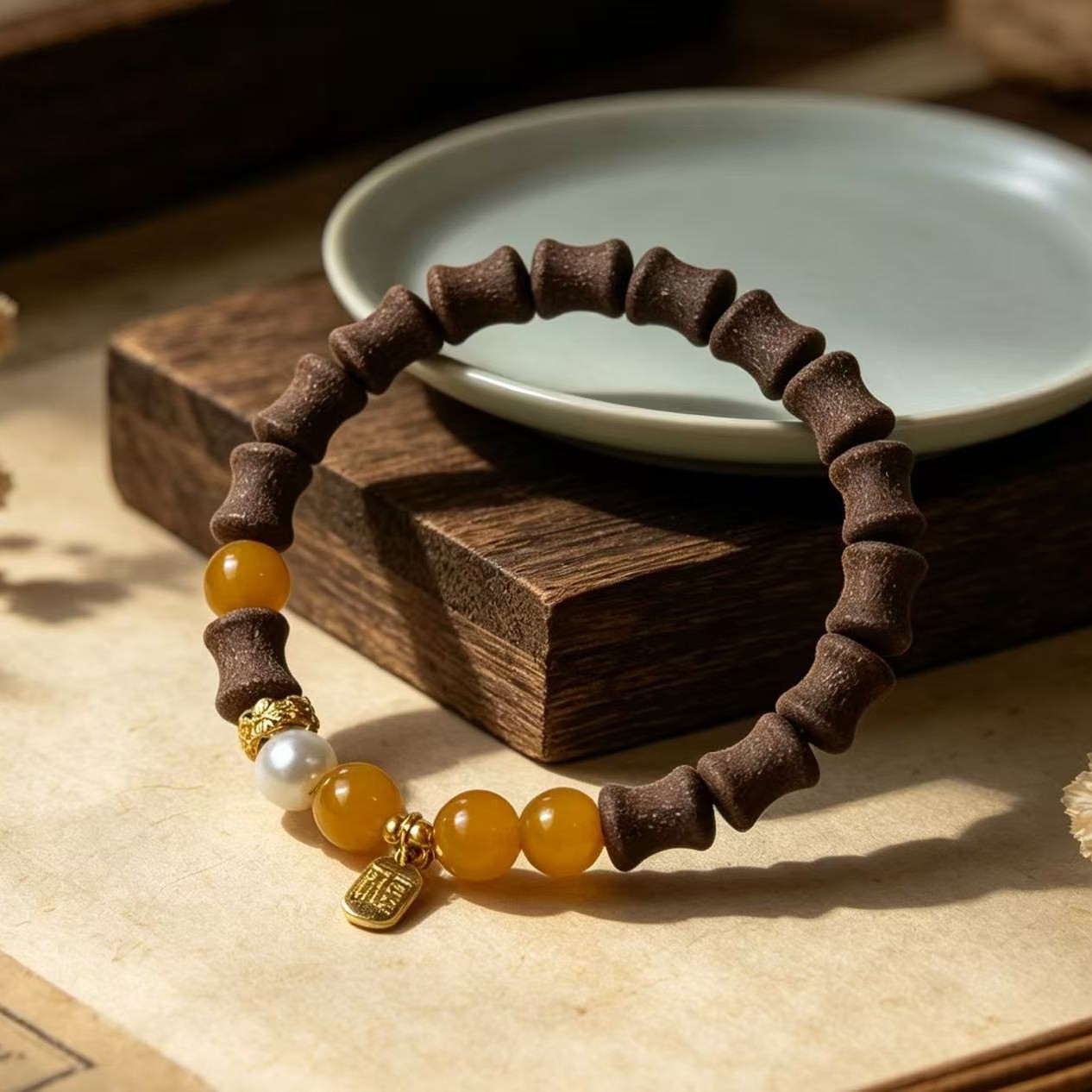 Mu Xiang Xi Ji Wan (Mu Xiang Xi Ji Wan) Bamboo Joint Style Incense Bead Bracelet - Popular on TikTok, Factory Direct Sales