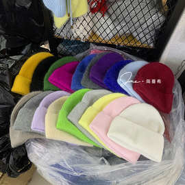 升级款加大帽围针织帽男女生兔毛宽松毛线帽秋冬新款冷帽显脸小