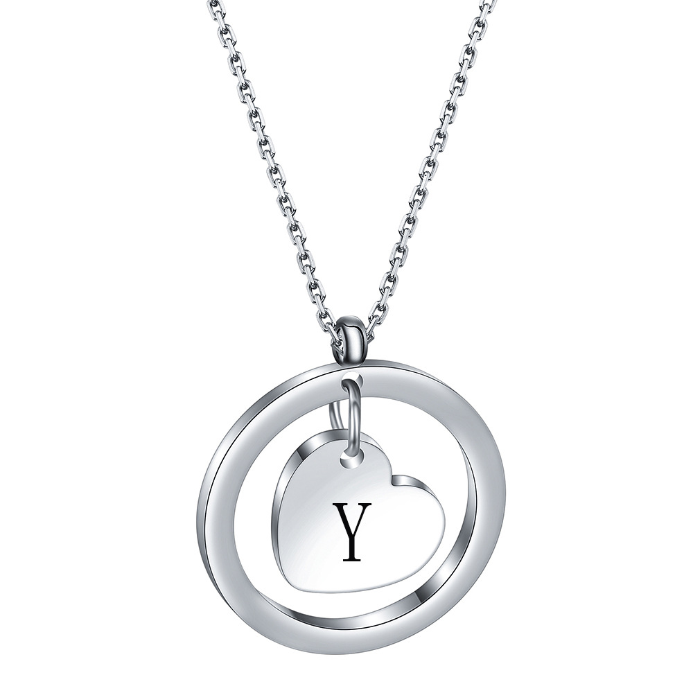 Simple Style Letter Stainless Steel Titanium Steel Plating Pendant Necklace display picture 3